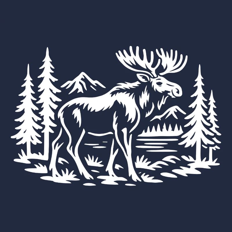 Cooles Elch und Berge Design