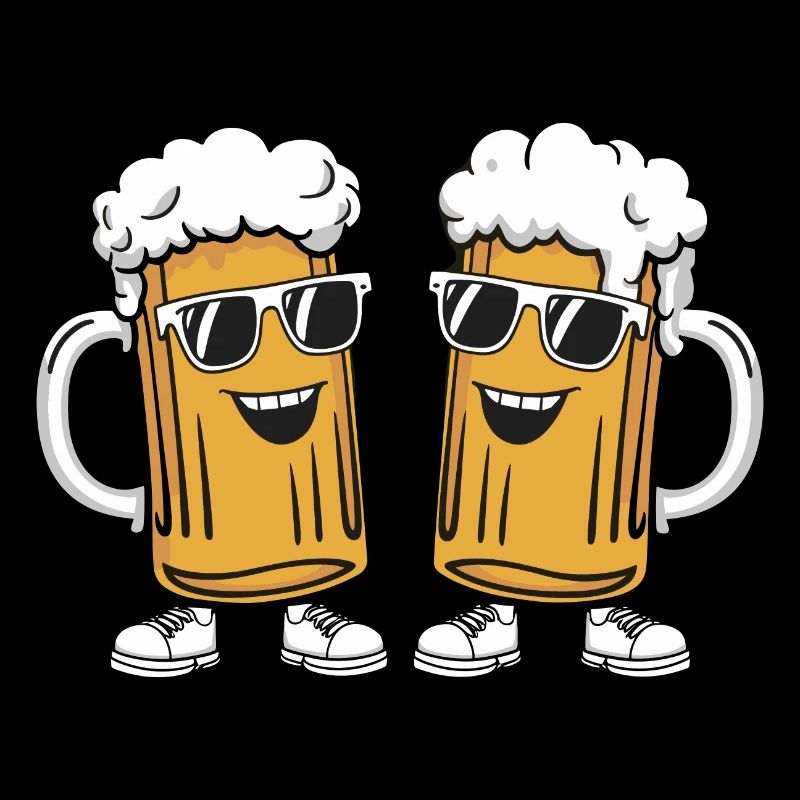 Two funny beer mugs with sunglasses Beer