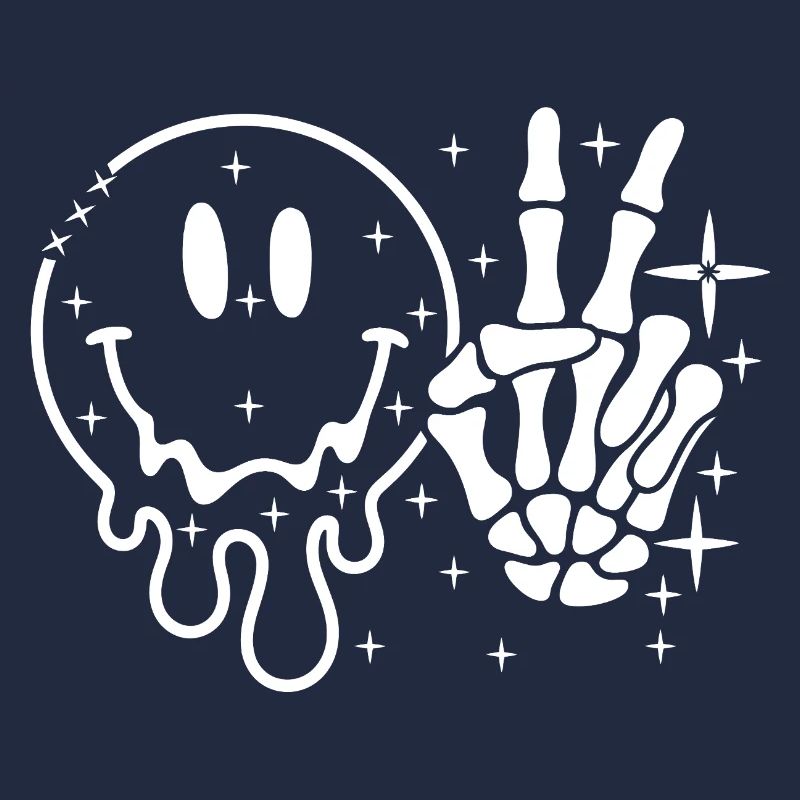 Smiley Totenkopf Peace-Hand