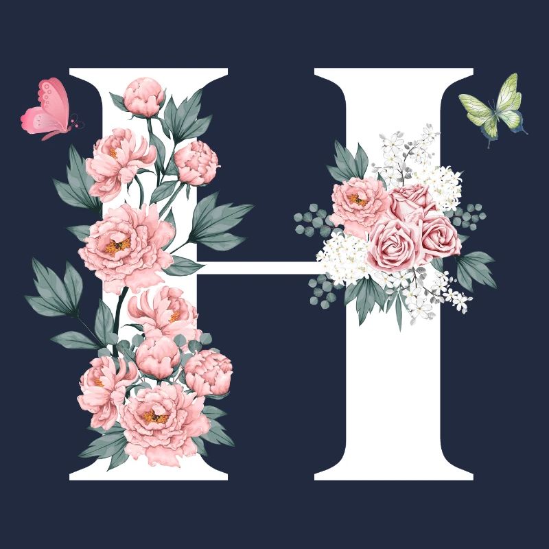 Lettre h fleurs rose