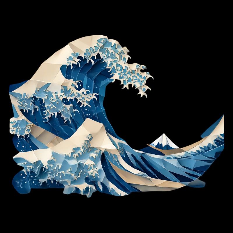 Hokusai Wave Japanese Origami Art Large Wave