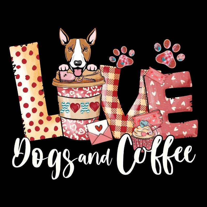Bullterrier Dog Coffee Lover Valentines Day