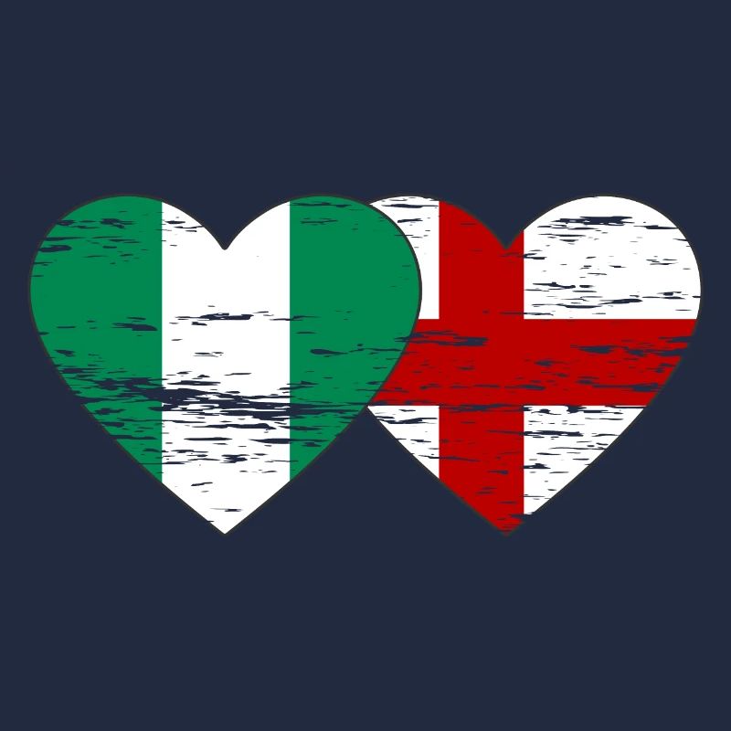 Nigeria Angleterre Drapeau Coeur Utilisé
