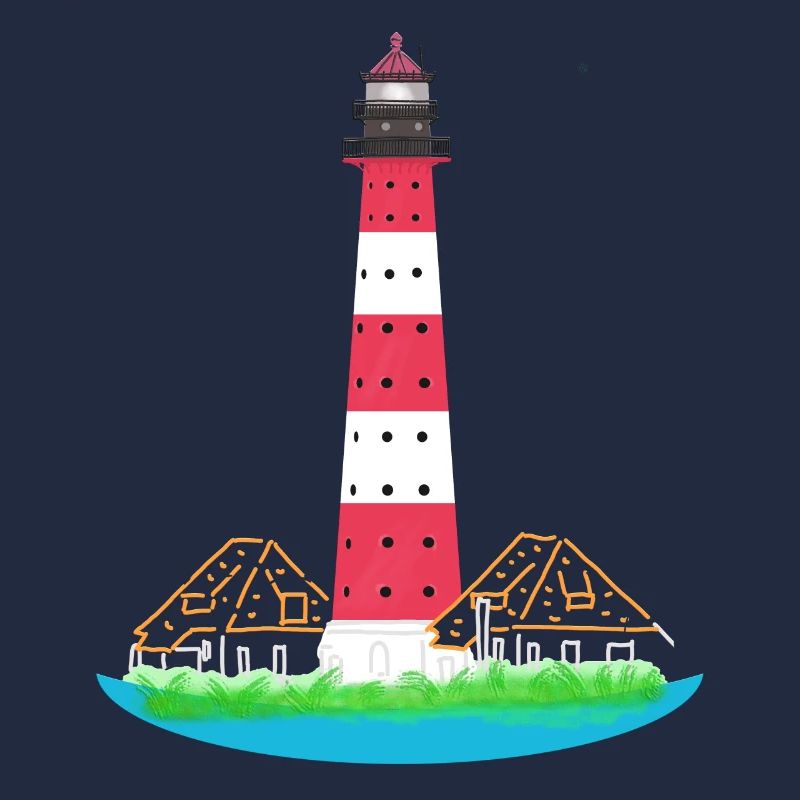 Lighthouse Westerheversand, without text, North Sea