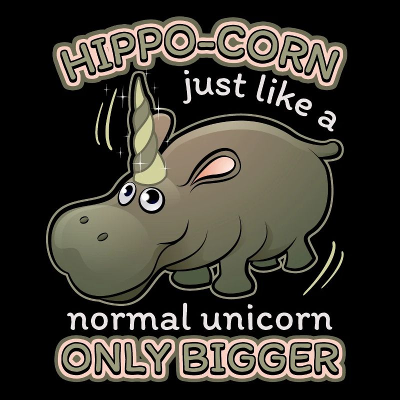 Nilpferd, Flusspferd, Spruch, Einhorn-Unicorn