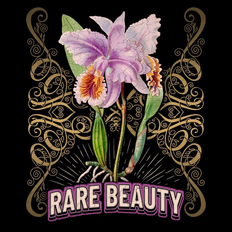Vintage orchid botanical illustration saying