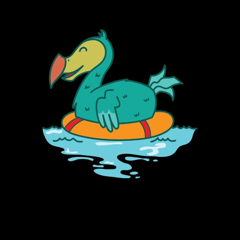 Dodo dans l’eau avec un oiseau flottant