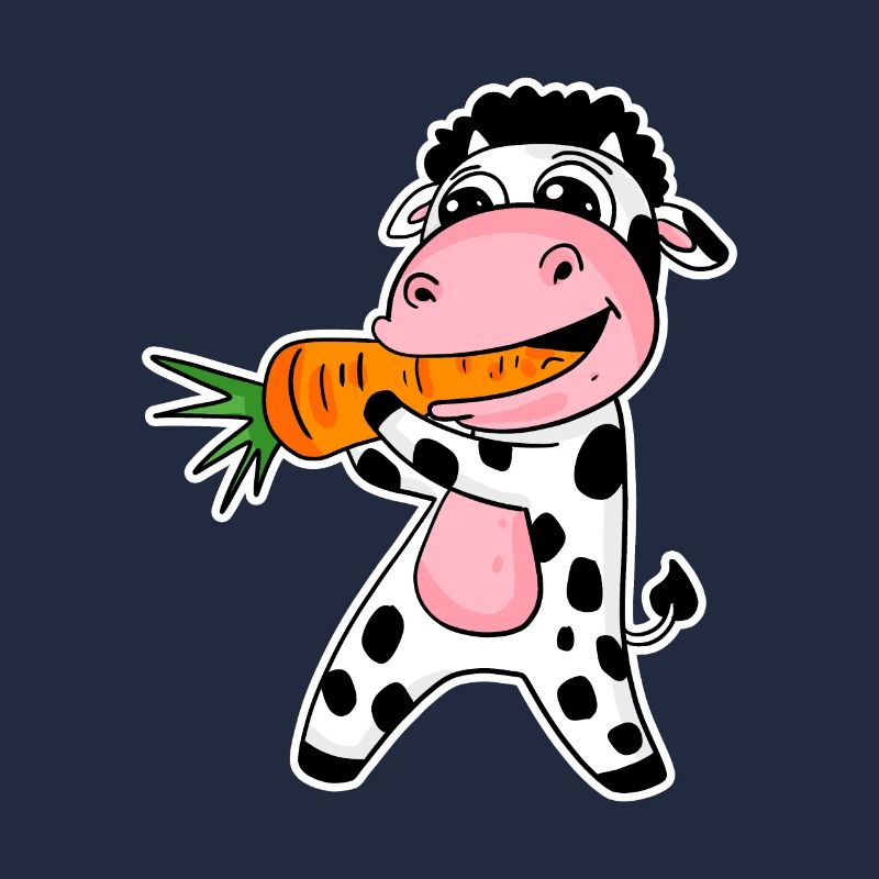Cow eats carrot
