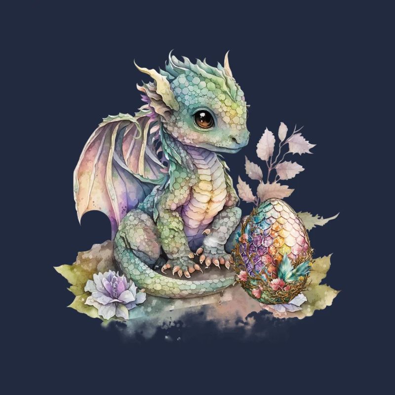 Fabelhafter Baby-Drachen mit Blumen