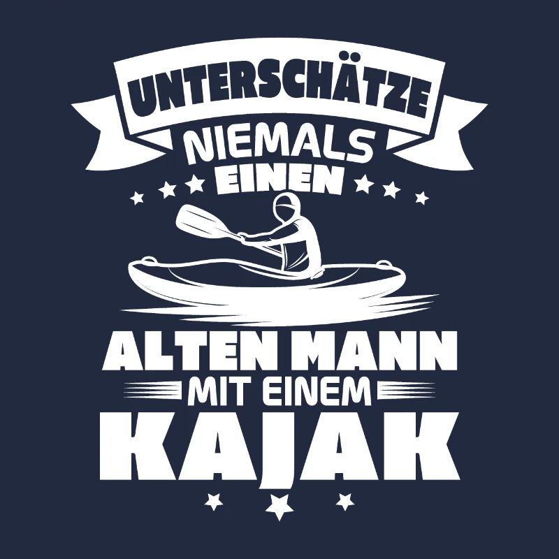 Alten mann mit einem Kajak