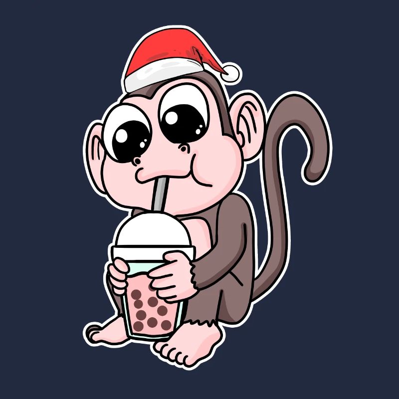 Monkey Christmas Bubble Tea