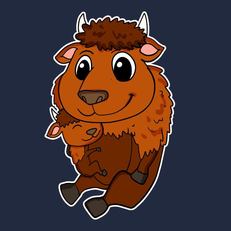 Famille de bisons - Bison avec bébé