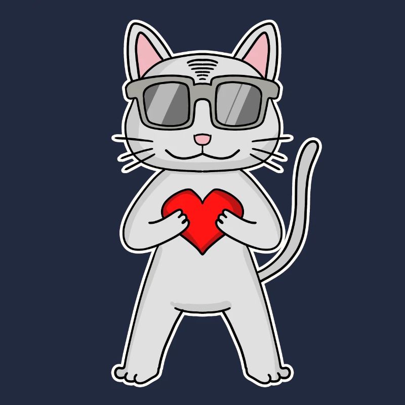 Chat avec coeur et lunettes - Devon Rex