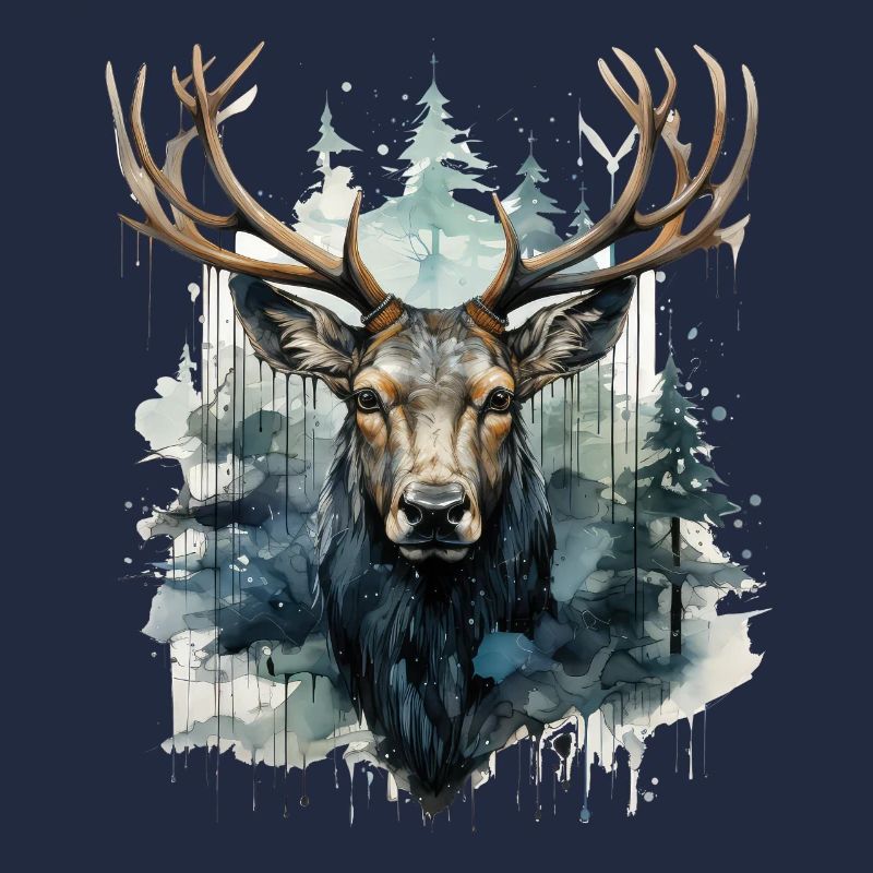 Hirsch im Wald Wasserfarben