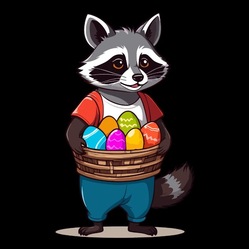 Drôle De Costume De Raton Laveur Oeufs De Pâques Mignons