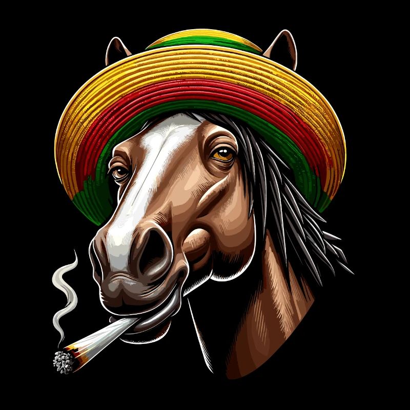 Pferd mit Joint, Hanf, Cannabis