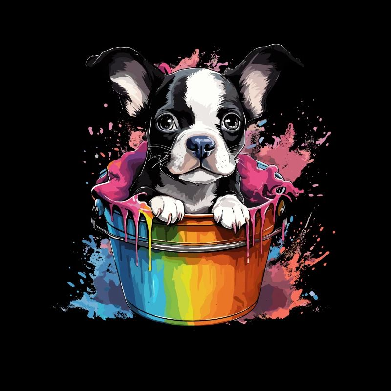 Boston Terrier Niedlicher Hund Farbeimer