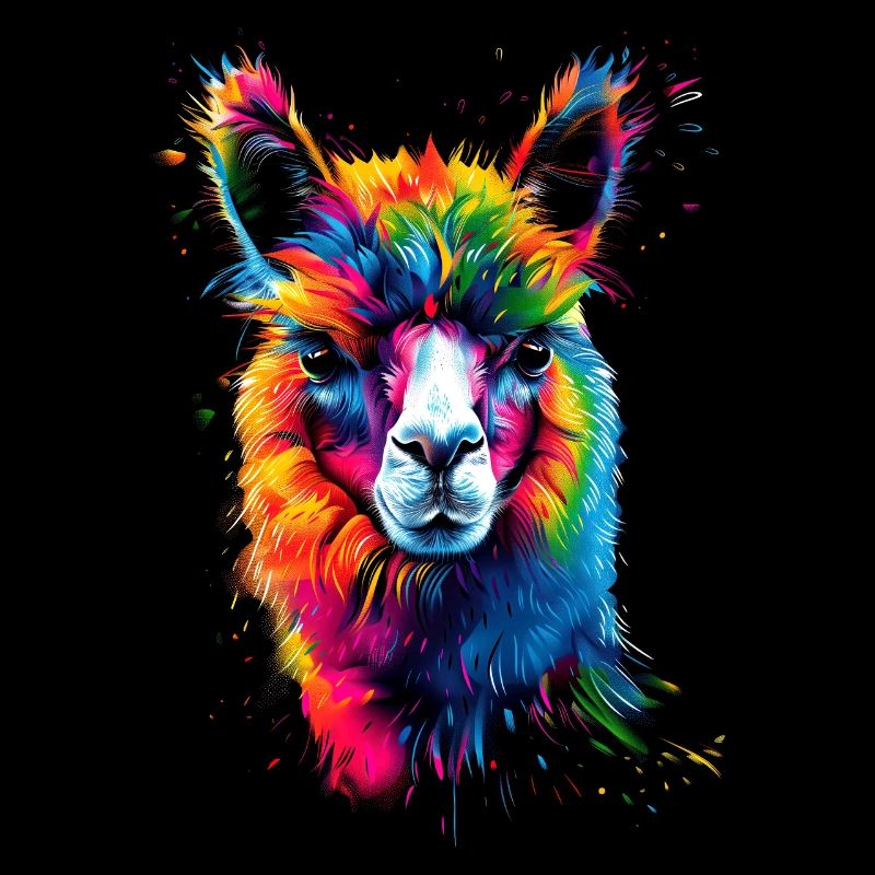 Alpaka Pop Art Bunte Farben Lama Regenbogen Alpaka