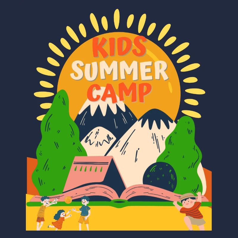Aventure de camp d’été pour enfants mignons vacances d’été 2024