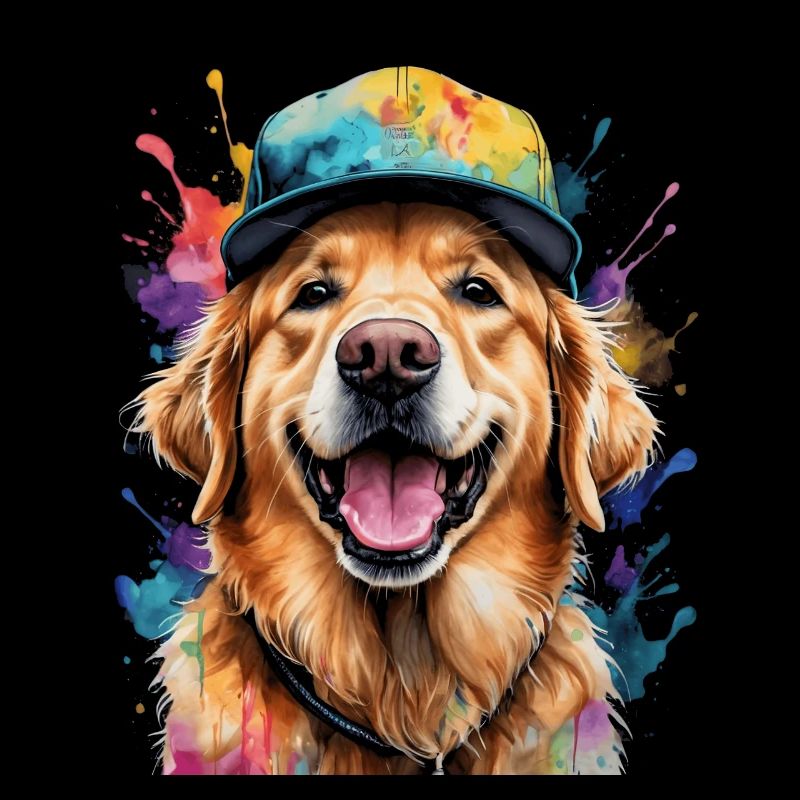 Golden Retriever Snapback Cap Chien Design Print