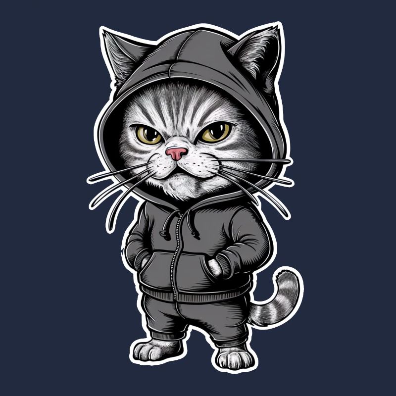 Chat en colère agacé dans un sweat à capuche élégant