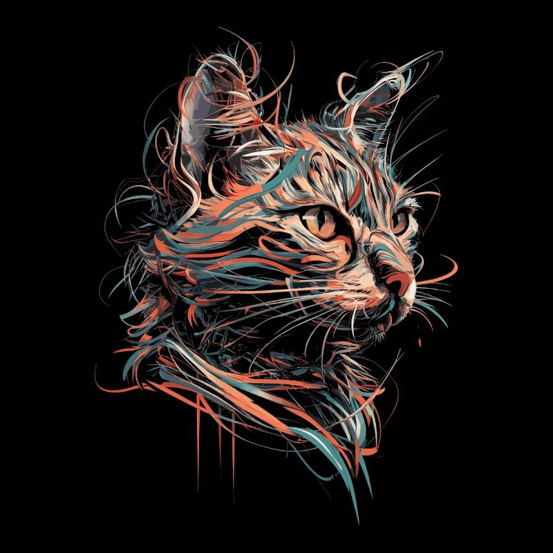 Chat Art Dessin Abstrait Animal Illustration