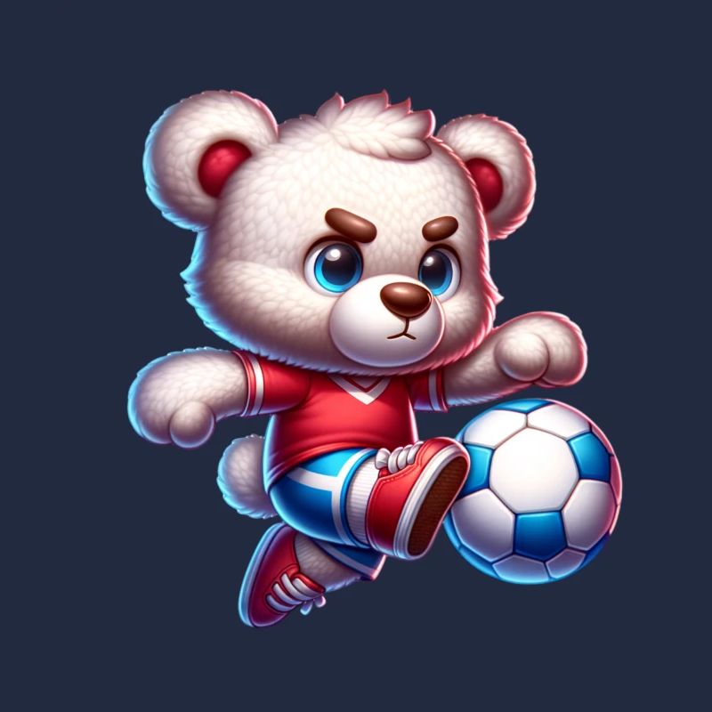 Cute Teddy Bear Playing Soccer Comic Character Kids