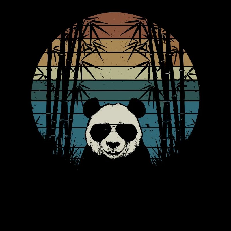 Panda avec des lunettes de soleil et une forêt de bambous dans le