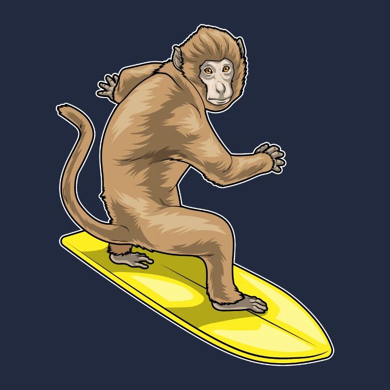 Été de surf sur planche de surf de singes
