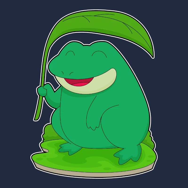Grenouille avec une feuille comme parasol
