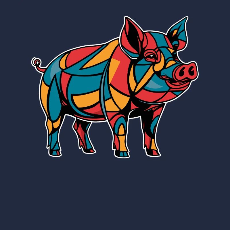Cochon graphique graphique d’animal de ferme géométrique coloré
