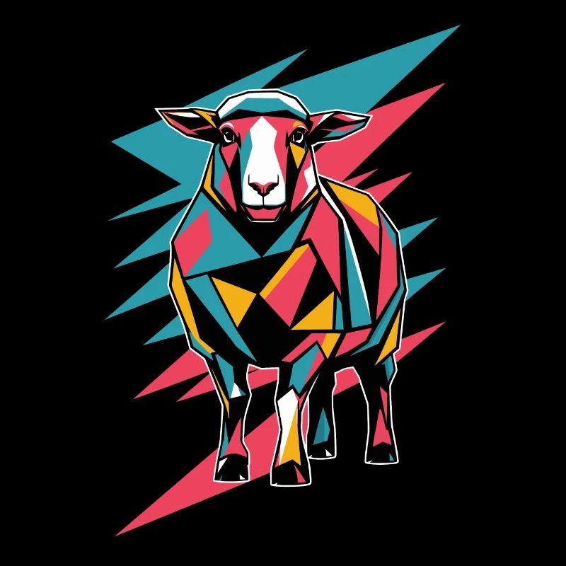 Geometric Farm Animal Artwork - Colored Sheep