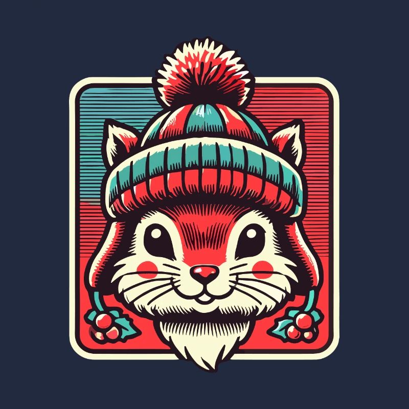 Écureuil mignon avec chapeau pour Noël