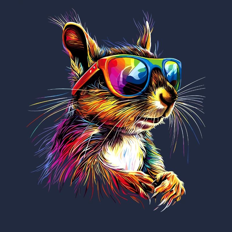 Eichhörnchen Kopfhörer Bunt Popart DJ Eichhörnchen