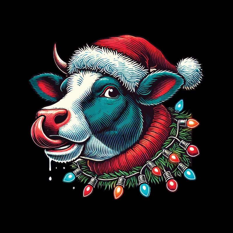 Weihnachten Lustige Kuh Mit Lichterkette