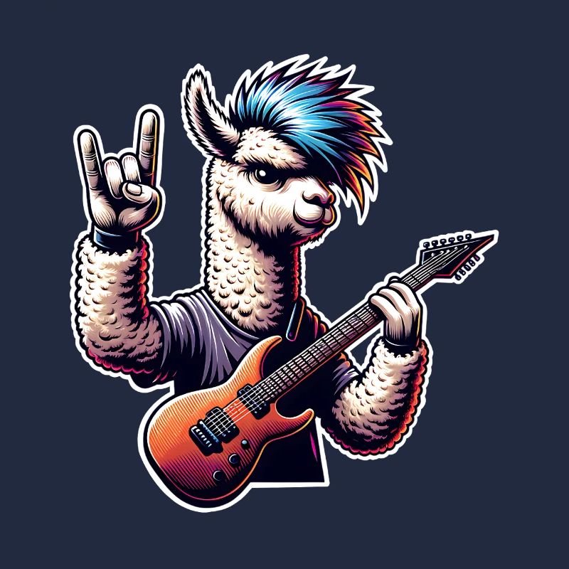 Alpaca Guitariste de Rock and Roll