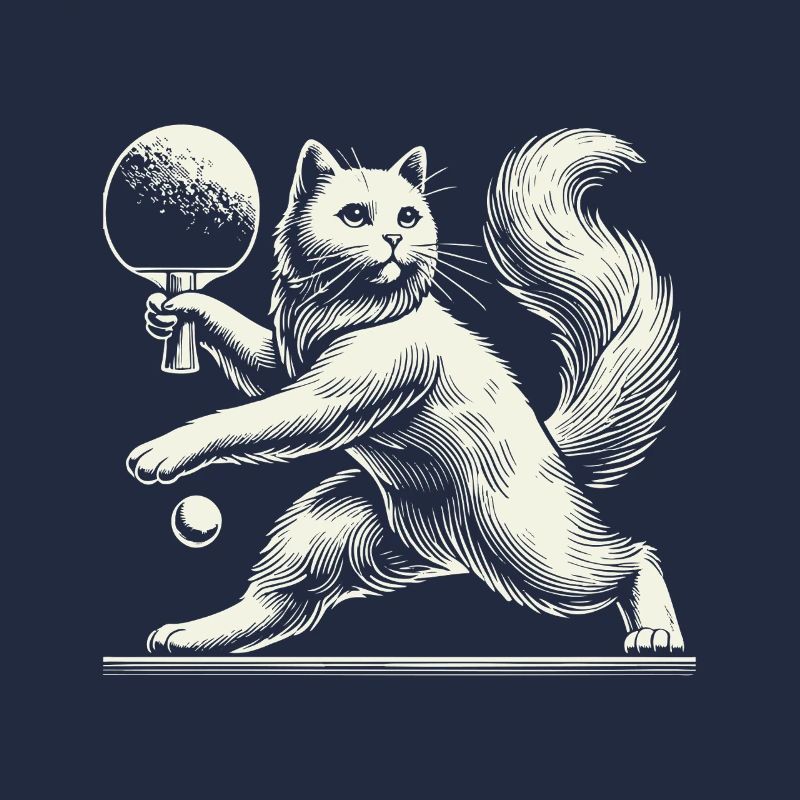 Cute cat playing table tennis with charm
