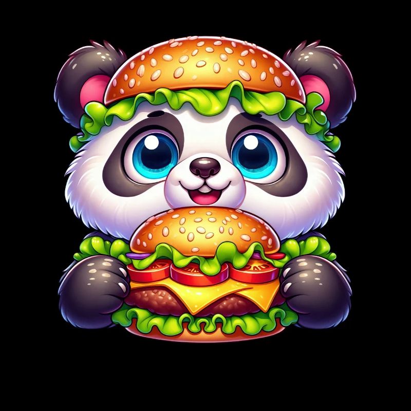 Fantaisiste panda burger drôle restauration rapide design