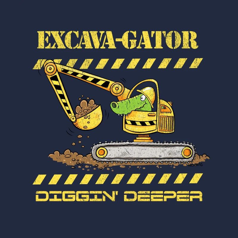 Fun Construction Site Excavator Crocodile Saying Pun