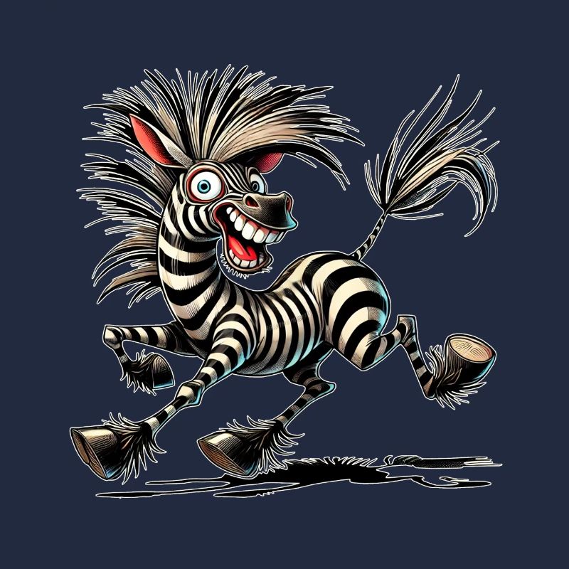 Crazy Zebra style bande dessinée Motif drôle d’animal