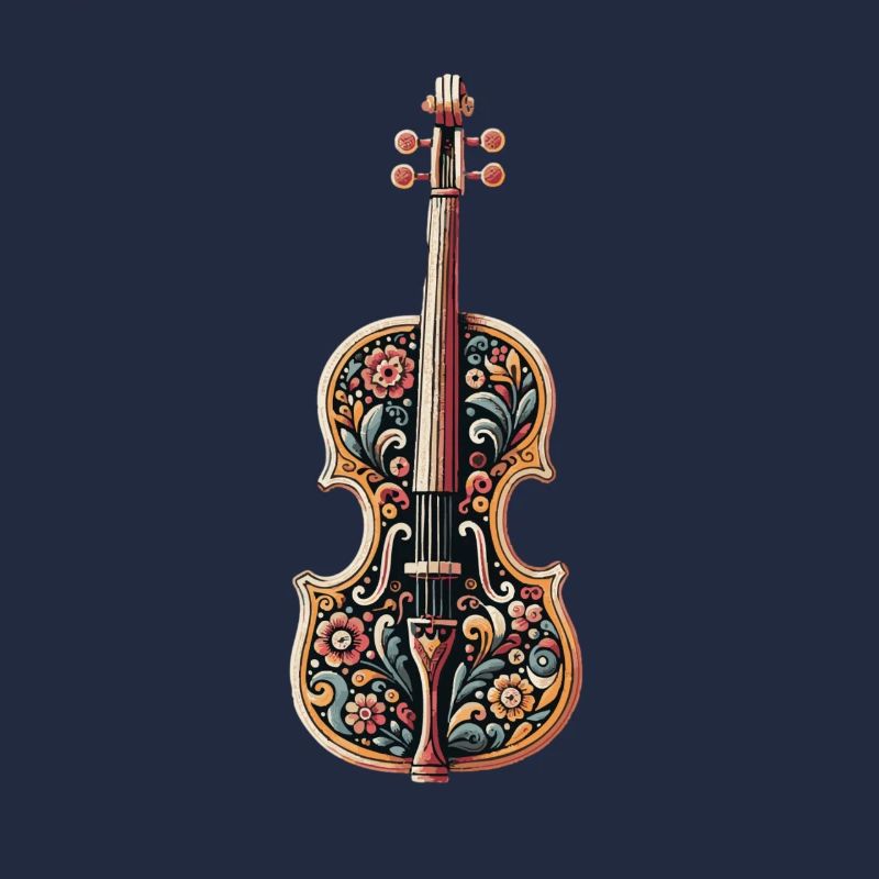 Artistic violin with floral pattern