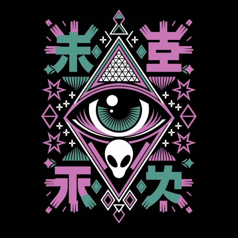 Mysterious Future Alien Eye Geometric Design