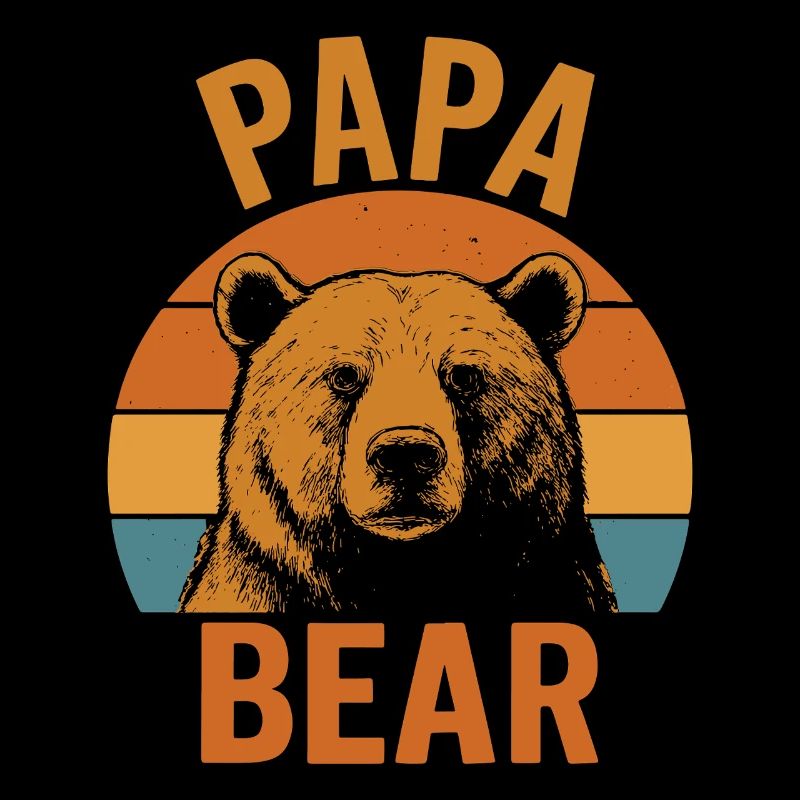 Papa Bear Strong Bear Dad Retro Look