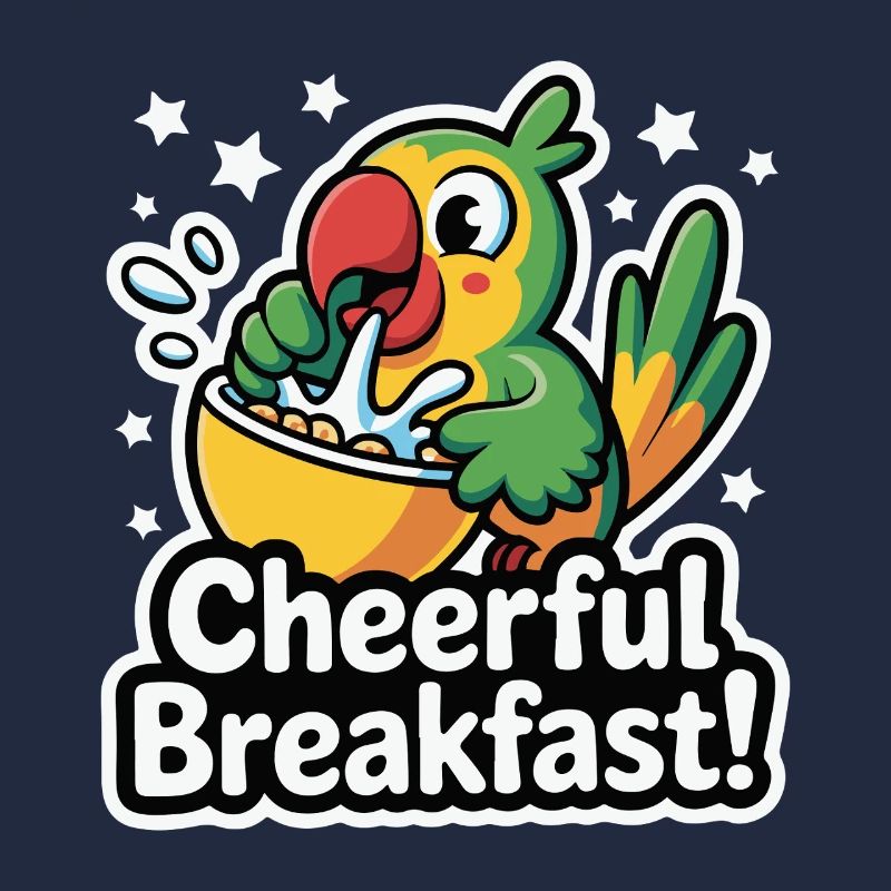 Perroquet dynamique avec un petit-déjeuner joyeux