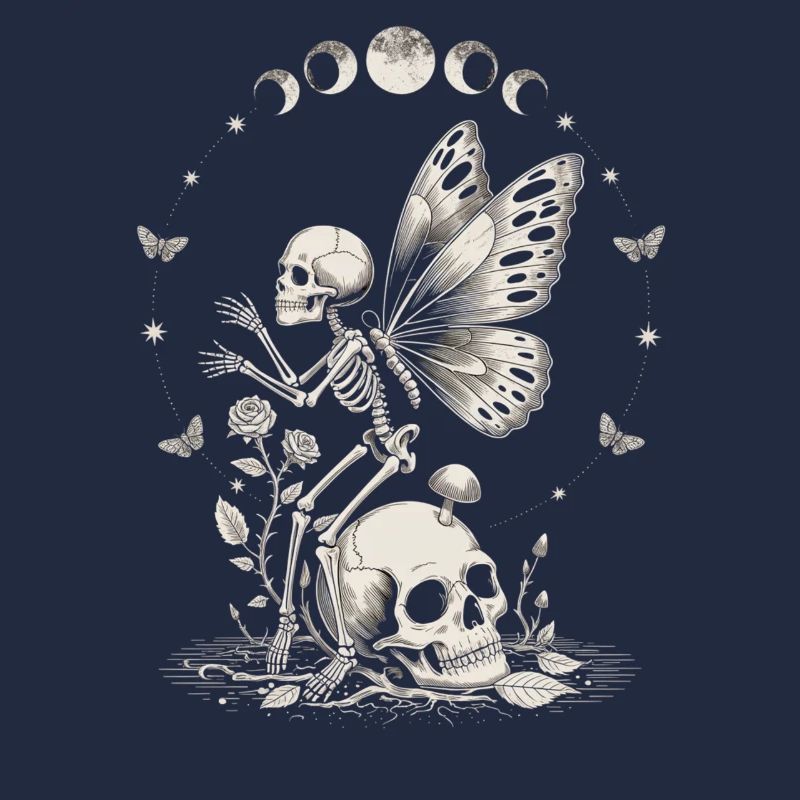 Fée squelette gothique avec phases de lune
