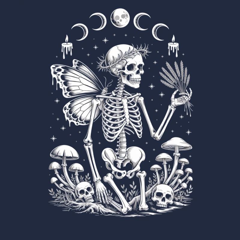 Fée squelette gothique avec phases de lune