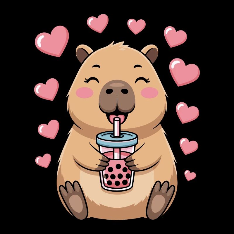 Kawaii Bubble Tee Capybara Boba Tee