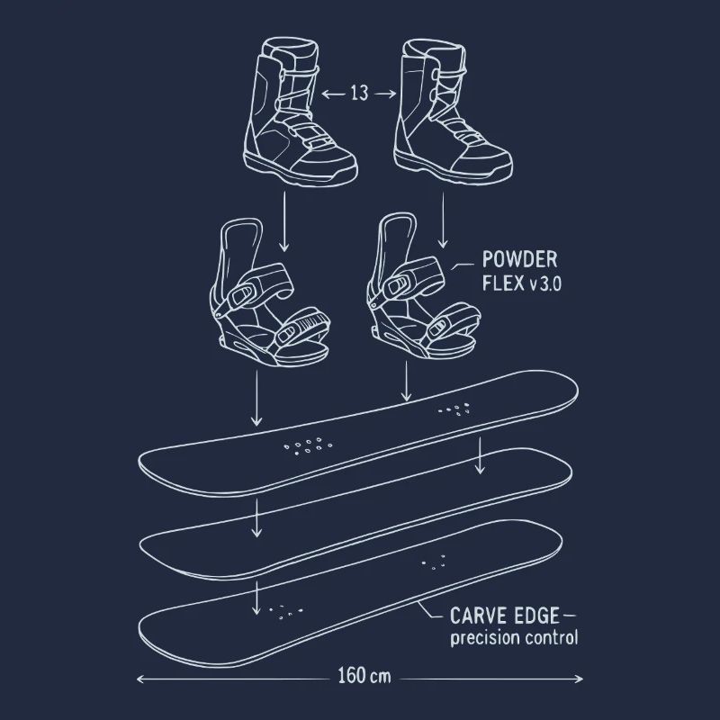 Snowboard Blueprint Technik Design