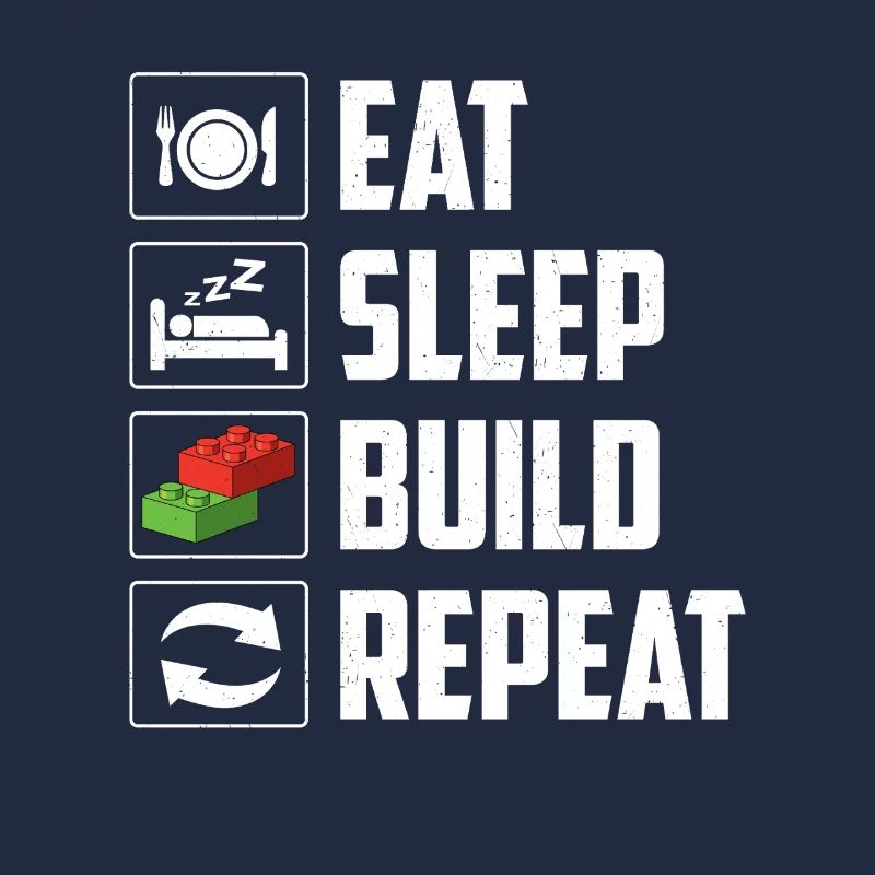 Manger dormir construire Répéter le bloc de construction de briques 