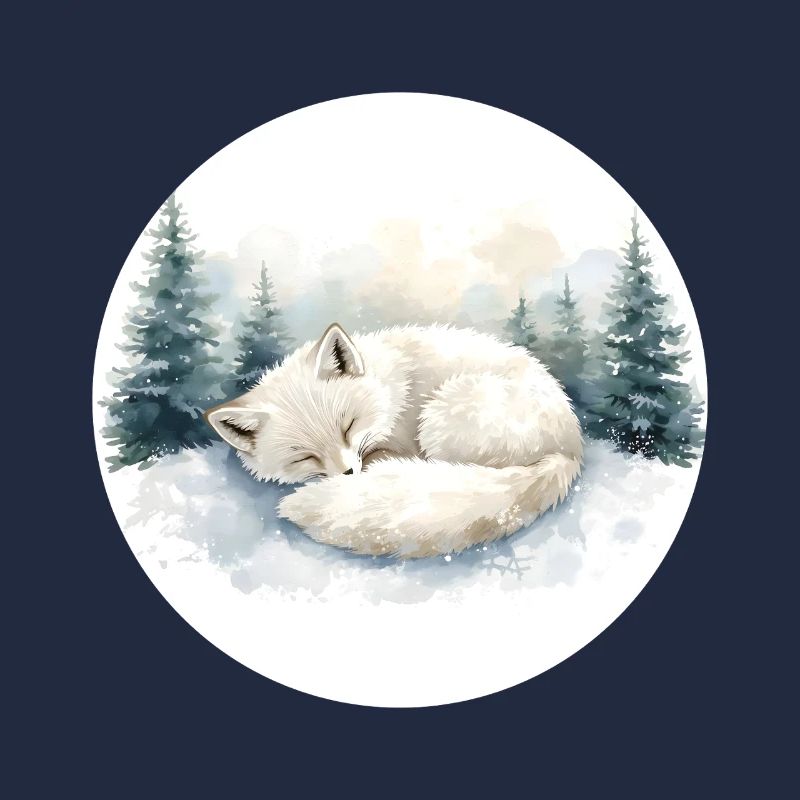 Arctic Fox Snowsleep Watercolor